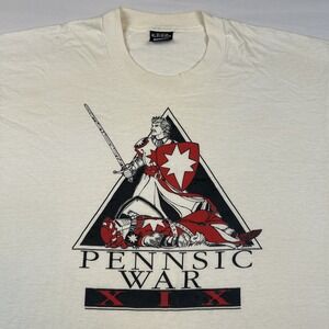 VTG Pennsic War XIX Renaissance Art T Shirt XL White 90s USA Screen Stars 1990